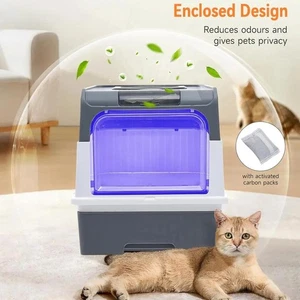 Caja de arena para gatos de esterilización UV amplio diseño cerrado con control de olores automático - Imagen 1 de 14