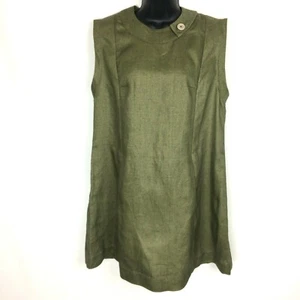 Wear In Good Health Shift Dress Womens XL Green Linen Mod Sleeveless - Picture 1 of 7