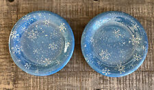 Set of 2 Sonoma Snowfall Blue White Embossed Snowflake Dinner Plates NEW! 10.75"
