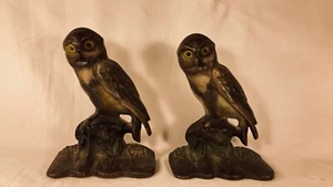 Pair of Vintage Cast Iron Owl Bookends  - Picture 1 of 7