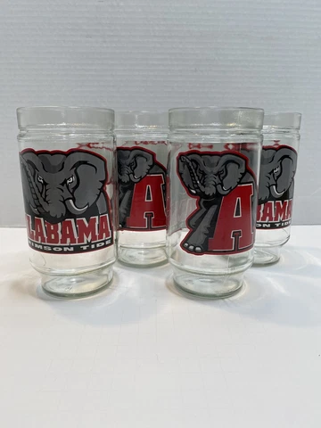 University of Alabama Crimson Tide Football 16oz. Glass Tumbler Beer Glass Set 4 Cover