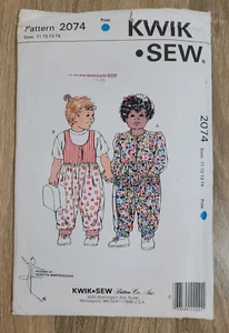 Vintage 90s KWIK SEW Toddler JUMPSUIT Sewing Pattern 2074 T1-T4 Uncut - Picture 1 of 5