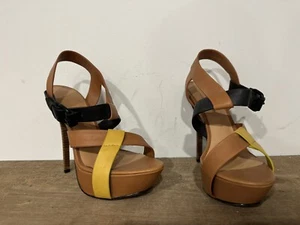 L.A.M.B. Sandals Platform High Heels Stiletto Size  6.5 Strappy Leather Women’s - Picture 1 of 7