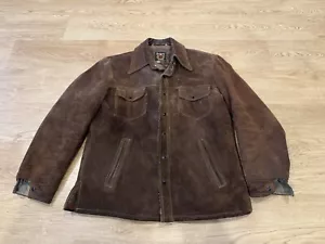 Vintage 50s Schott Bros Western Suede Trucker Leather Jacket Coat Heavy Size 42 - Bild 1 von 12