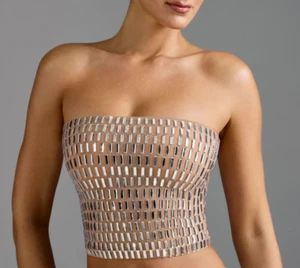 Charnelle verziertes Bandeau-Top in Mandel USA Größe 10 / 14 Europäische Größe - Bild 1 von 6