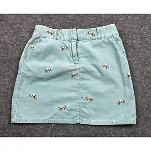 Vintage Y2K J.Crew Womens Corduroy Mini Skirt Blue Dog Embroidery Size 2 - Picture 1 of 12