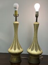 Pair Vintage Mid Century Chalkware Genie Lamp Quartite Creative Corp 1960 Atomic