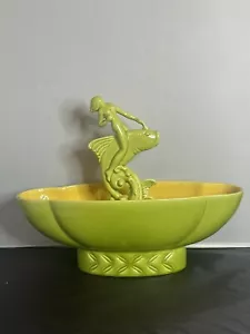Royal Haeger donna nuda su pesce fiore rana R-363 ciotola Chartreuse R-557 anni 40 50 - Foto 1 di 19