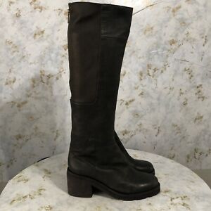 LD Tuttle Italy 38 Women's Sz 7M Shoes Black Leather Zip Knee High Fashion Boots