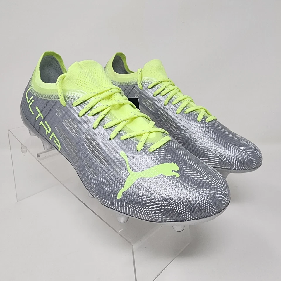 Puma Soccer Cleats Womens 7 Grey Metallic Ultra 1.4 FG AG Logo Spell Out