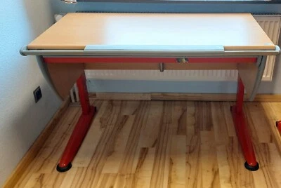 Moll Schreibtisch runner mit Schublade, Ahornfarben/rot, höhenverstellbar - Bild 1 von 2