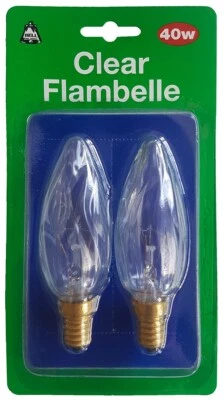 BELL 01399 40W 240V SES E14 Flambelle Clear Twisted Candles Twin Pack - Image 1 of 2