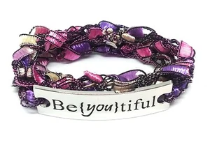 Inspirational Message Word Connector Crochet Wrap Bracelet Gift "Be {You} tiful" - Picture 1 of 21