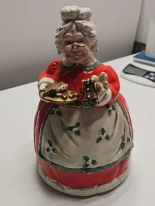 FITZ AND FLOYD MRS CLAUS COOKIE JAR Christmas Vintage, Gingerbread Porcelain  - Picture 1 of 11