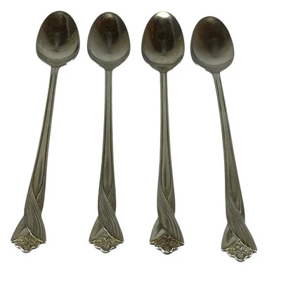Set of 4 Oneida Katrina 7 3/8" Glossy Stainless Iced Tea Spoons Replacements - Image 1 of 4