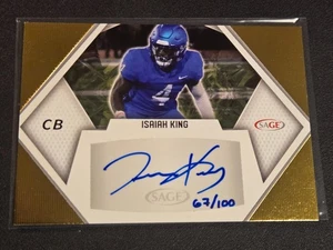 SAGE Low Series Auto Gold 2023/100 Isaiah King #A-IK University of Buffalo - Imagen 1 de 2