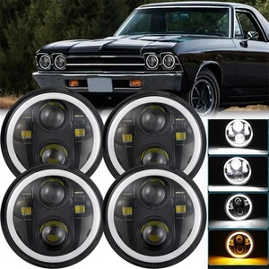4X For Pontiac GTO Grand Prix 5 3/4" 5.75 LED Headlights HI/LO Halo Ring DRL NEW - Imagen 1 de 13