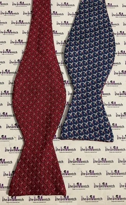 Rare Brooks Brothers 2 Sided Red & Navy Airplane ✈️ Design Self Tie Bow Tie Silk - Image 1 of 4