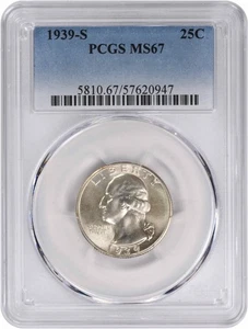 1939-S Washington Silver Quarter MS67 PCGS - Picture 1 of 4