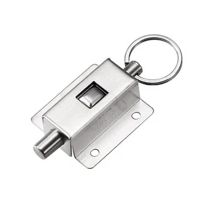 Door Barrel Bolt Stainless Steel 304 Ring-Pull Spring Loaded Sliding Latch - Picture 1 of 4