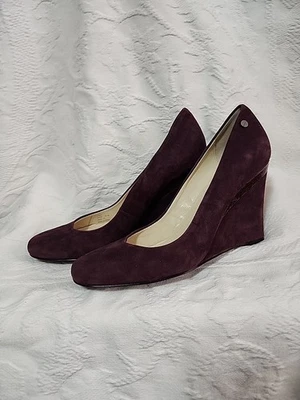 Women's Calvin Klein Purple Suede Wedge Heels Size 9.5 - Image 1 of 4