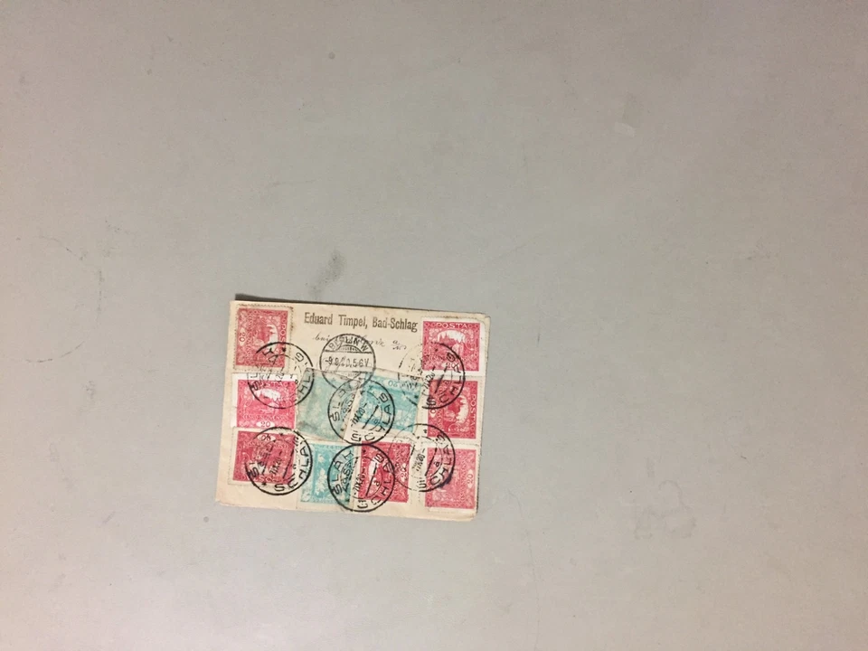 Checoslovaquia 1920 pequeña sobre cubierta con diez sellos Foto 1 de 1