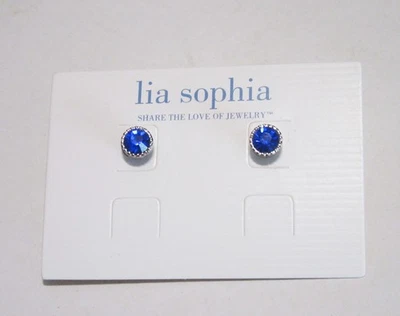 Pendientes Lia Sophia Joyería Cristales Corte Azul en Plata Foto 1 de 4