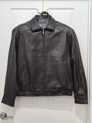 Chaqueta de bombardero Hathaway de cuero negra con aislamiento de cremallera para hombre talla XL #5.3 Foto 1 de 4