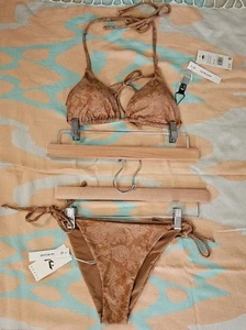 Rusty Juniors Chestnut Brown Two Piece Bikini Swimwear Size Lg NWT MSRP 82.00 - Picture 1 of 7