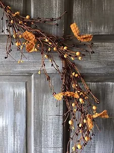 DLCC~24" Deep Burgundy/old gold Pip berry homespun Garland Prim craft Two feet - Picture 1 of 3