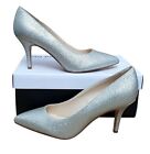 NINE WEST Flagship 75 Ladies Silver Glitter Pointed Toe High Heel Shoes MRRP £85