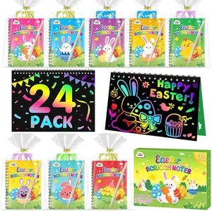 Easter Scratch Art Party Favors: 24 Pack Classroom Prizes Gifts for Kids 4-8 Rai - Picture 1 of 12