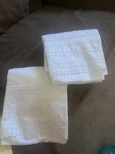 High Society Linens Of Newport -White Lace Satin Trim Pillowcase Set(AA) - Picture 1 of 4