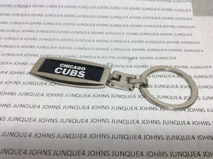 LLAVERO DE BÉISBOL CHICAGO CUBS Nuevo Anillo de Plata con Negro/Blanco “Chicago Cubs” - Imagen 1 de 2