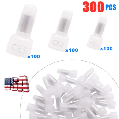 300PCS Closed End Crimp Cap Terminal Connector 22-16 16-14 12-10AWG Gauge Wire - Image 1 of 4