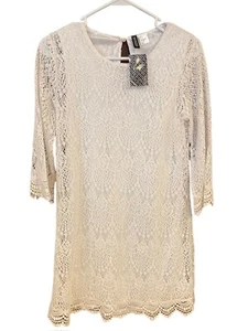 Divided by H&M White Crochet Lace Bell Sleeve Mini Dress Size Small NWT - Picture 1 of 9