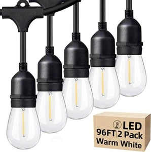 Dimmbare LED Außen Schnur Lichter 2er-Pack, 96 Fuß (48x2), wasserdicht und bruchsicher - Bild 1 von 6
