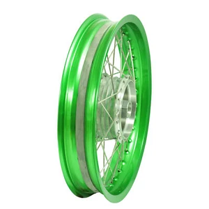 2,50x16 Tuning Speichenrad Alu Felge grün, Speichen VA für Simson S51 Schwalbe - Bild 1 von 1