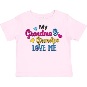 Inktastic My Grandma And Grandpa Love Me With Hearts Toddler T-Shirt Family Cute - Picture 1 of 7
