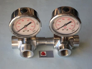 Lowrider Hydraulics calibre de acero inoxidable 10.000 psi y 1/2" MFF Tee simétrico, 2 - Imagen 1 de 21