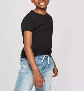 Short Sleeve T-Shirt Crew Neck Solid Black (set Of 2) size L (10/12) - Picture 1 of 3