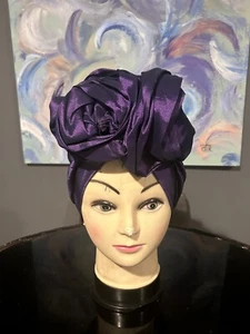 Courage Caps Chemo Sleep Double Rose Turban Headwear Shimmery Scarf Cap (Purple) - Picture 1 of 5