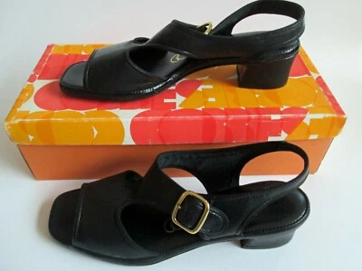 De colección NUEVO Zapatos de Tacón con Cordones 7.5 Cobbies US Corp. Correas Negras Hebilla Punta Abierta Foto 1 de 4