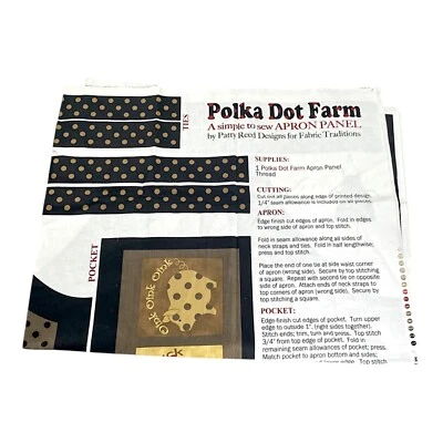 Patty Reed Apron Panel Cotton Adult Bib Polka Dot Farm Livestock Print DIY - Image 1 of 4