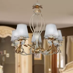 Leuchter Schmiedeeisen Klassisch 5 Lichter Mit Lampenschirm Modell Bogen - Bild 1 von 6
