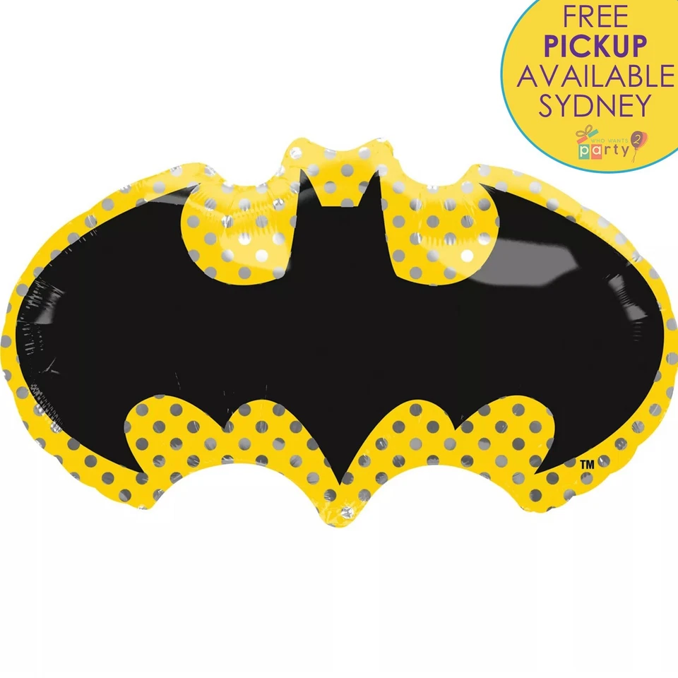 BATMAN PARTY SUPPLIES 76cm GIANT EMBLEM SHAPE FOIL HELIUM BALLOON DECORATIONS - image 1 of 1