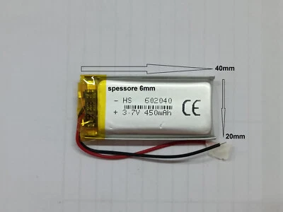 batteria a litio di polimeri 3.7 v450mha auricolari arduino bluetooth cuffie - Immagine 1 di 3