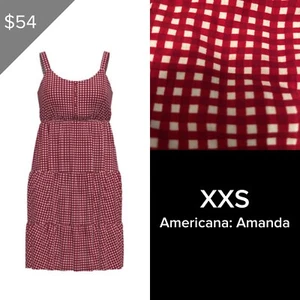LuLaRoe XXS Amanda Tiered Tank Dress Americana 2023 Red & White Check Gingham - Picture 1 of 8