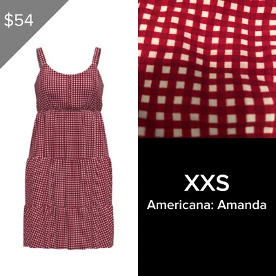 Vestido sin mangas LuLaRoe XXS Amanda en capas Americana 2023 rojo y blanco a cuadros guinga Foto 1 de 4