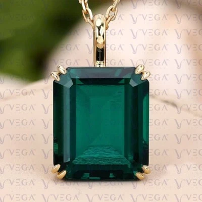 6.00Ct Emerald Natural Emerald Solitaire Solid 14K Yellow Gold Pendant No Chain - Image 1 of 4